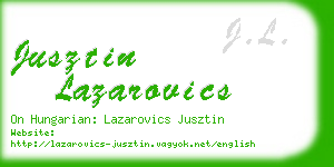 jusztin lazarovics business card